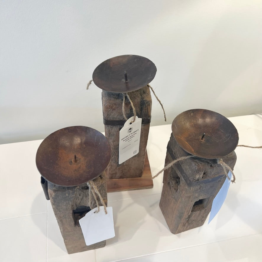 Reclaimed Wood Pillar Candle Holders