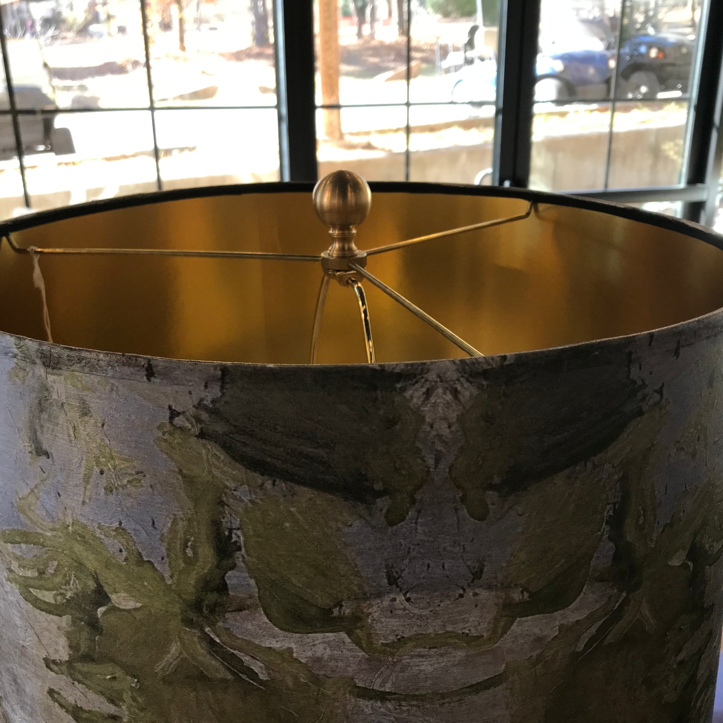 Paragon White Square Lamp with Blue Shade