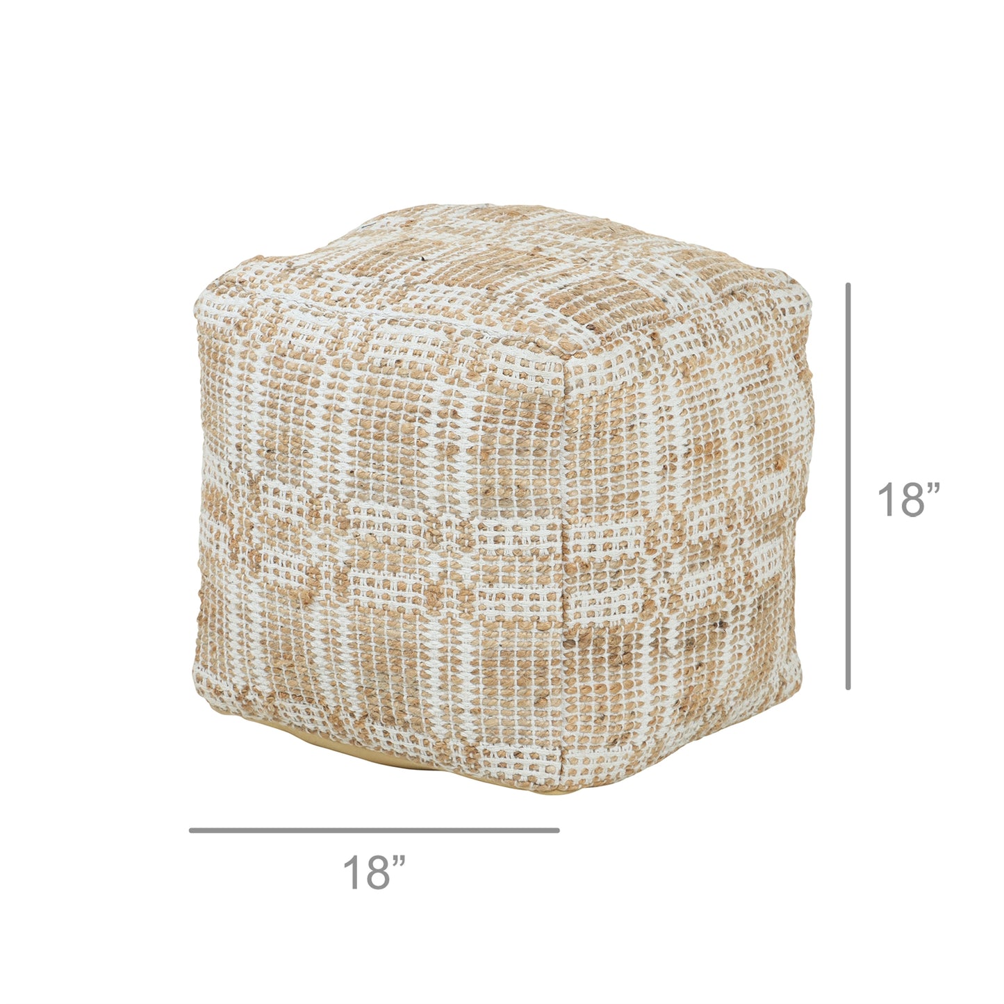Casia Hemp & Cotton Pouf, Grid