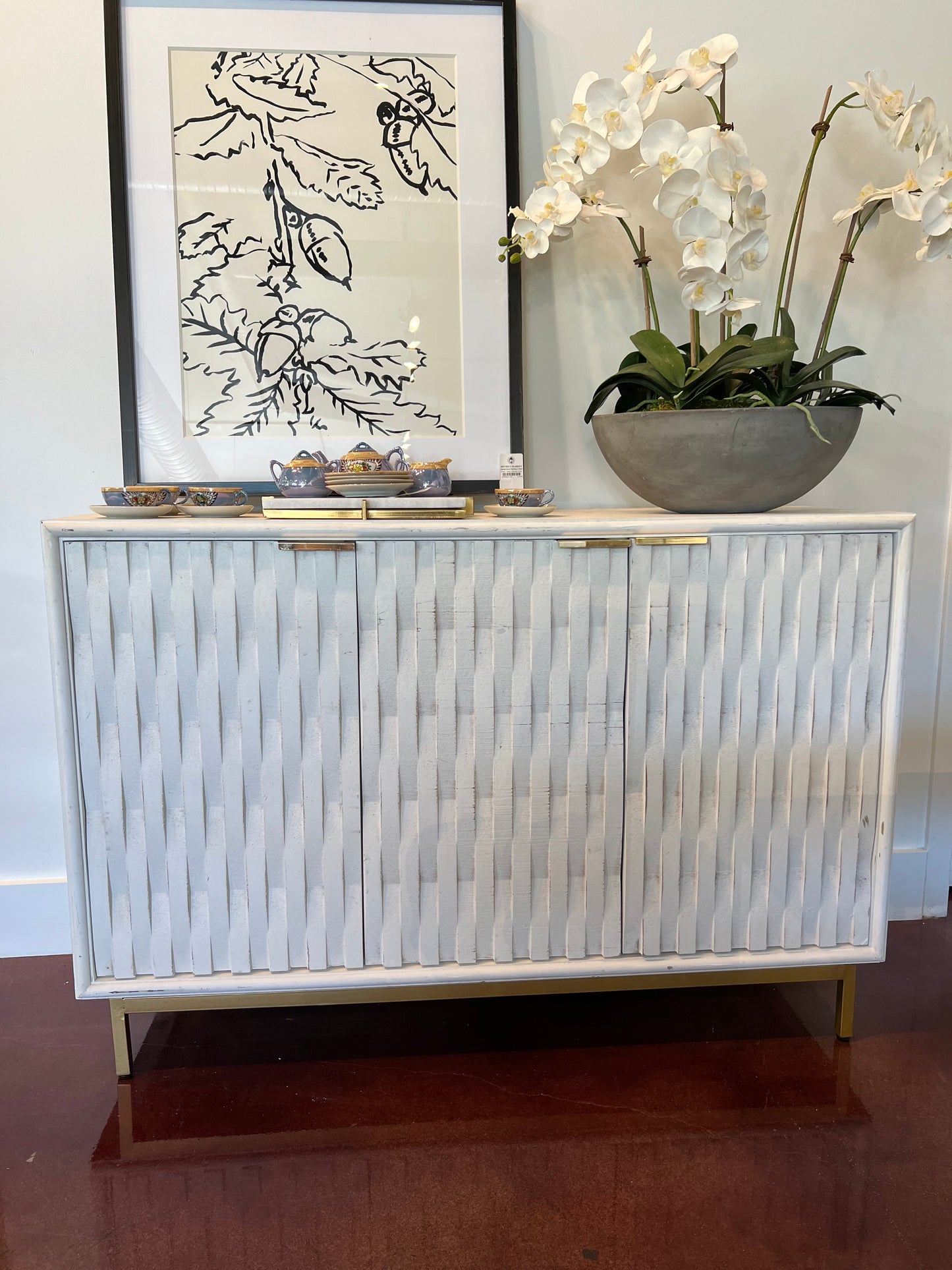 Antique Distressed White Cabinet