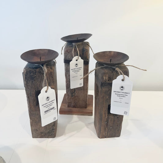 Reclaimed Wood Pillar Candle Holders