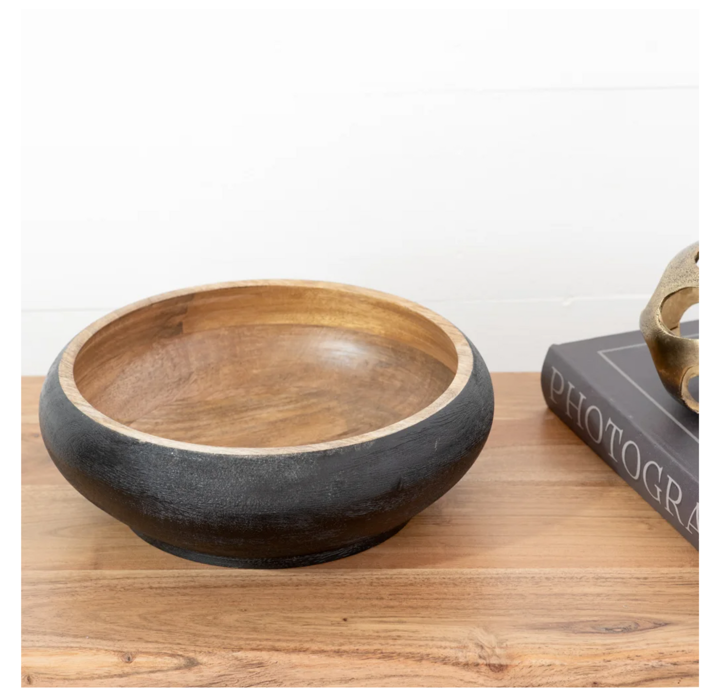 Black Textured Wood Bowl