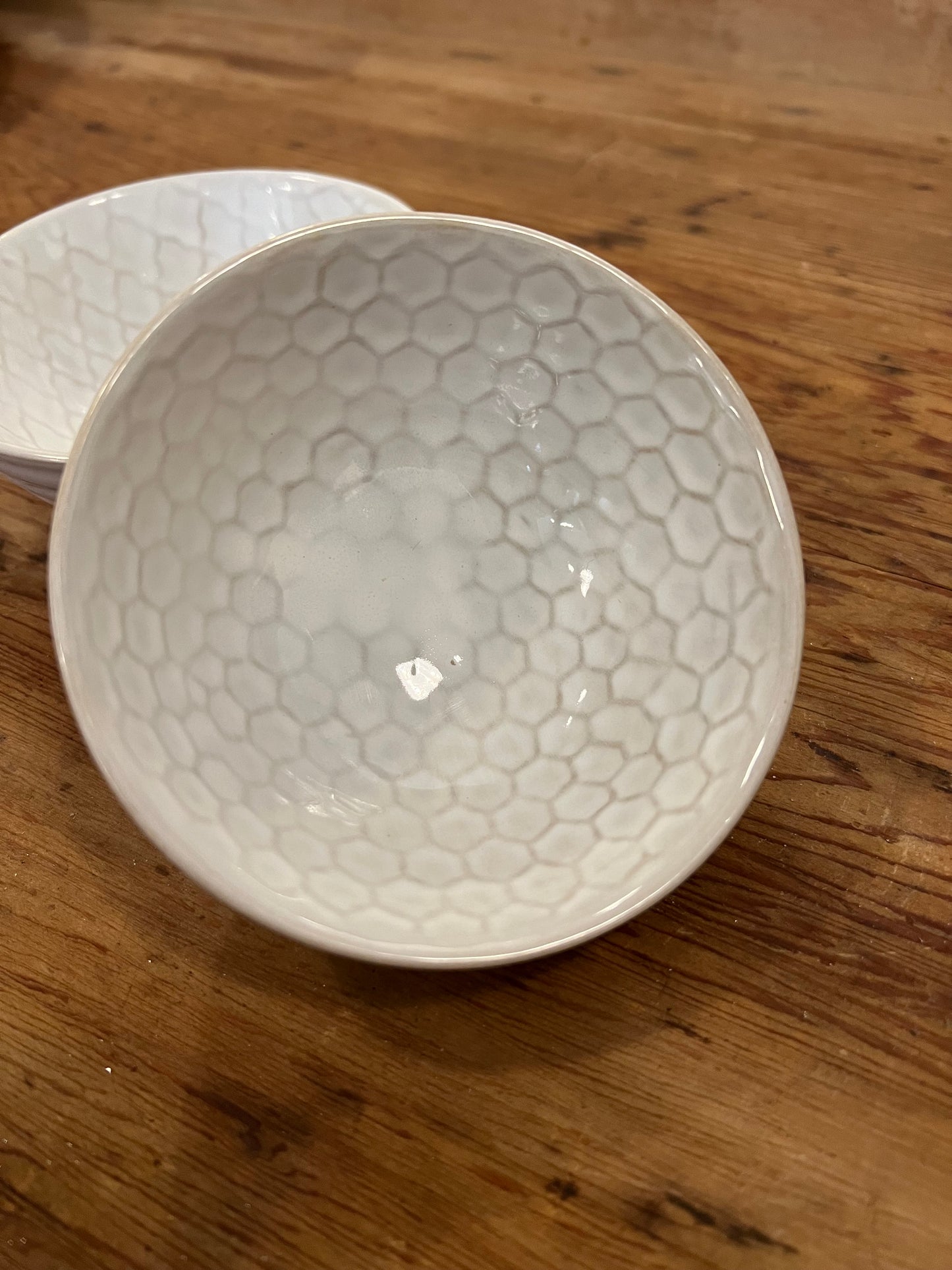 Small White Ceramic Patterned Bowls