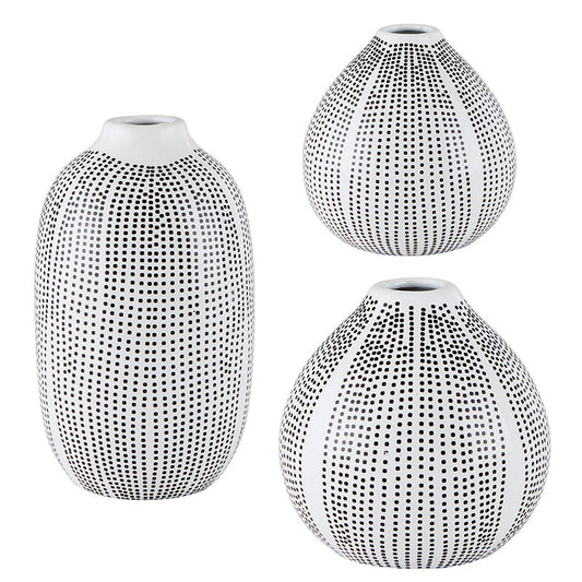 Dotted Ceramic Vase - Black and White